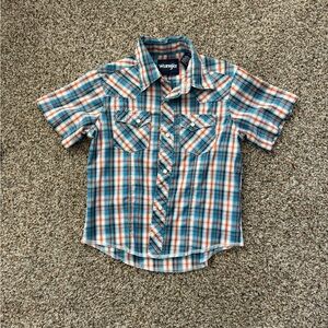 Wrangler Kids Checkered Shirt - Blue and Orange
